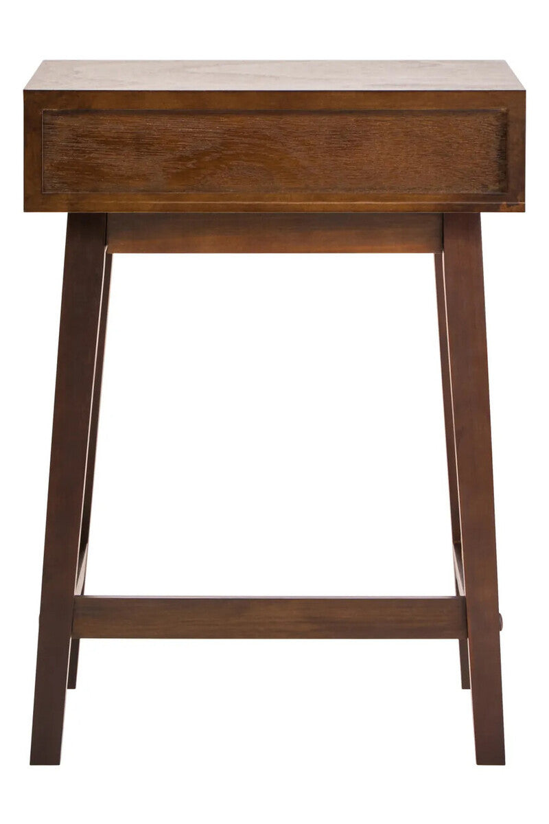 Norton Walnut Bedside Table 66cm Tall 1 Drawer Pine Wood Nightstand