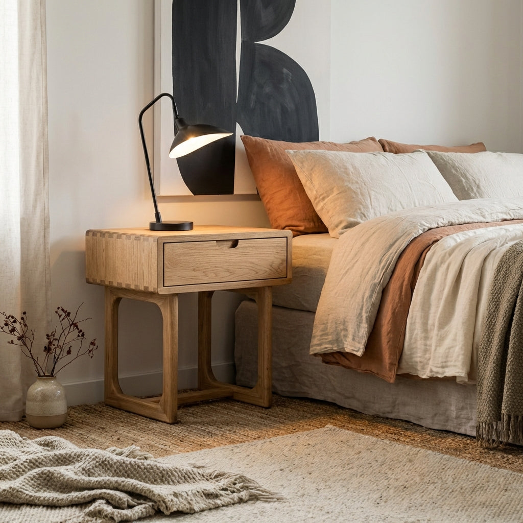 KANTU Oak 1-Drawer Bedside