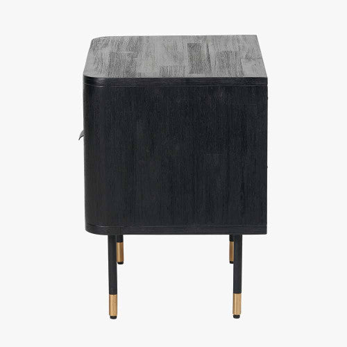 Fiji Black Acacia Wood & Rattan Bedside Table 55cm