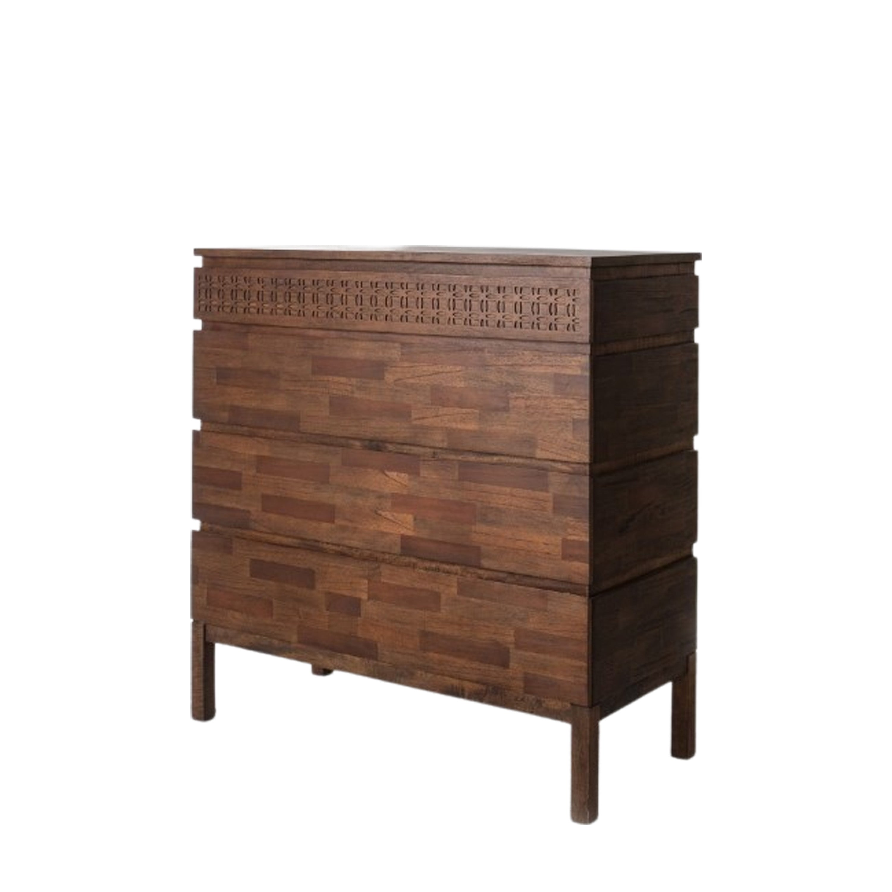 LAYLAH Brown 4 Drawer Chest of Drawers - detail and lifestyle view 6