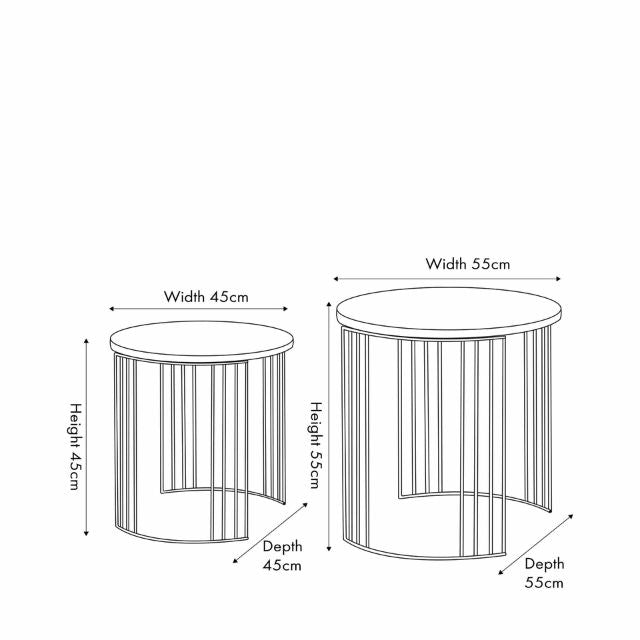 Alma Side Tables (Set of 2) – Dark Oak Veneer & Black Metal Base | malletandplane.com