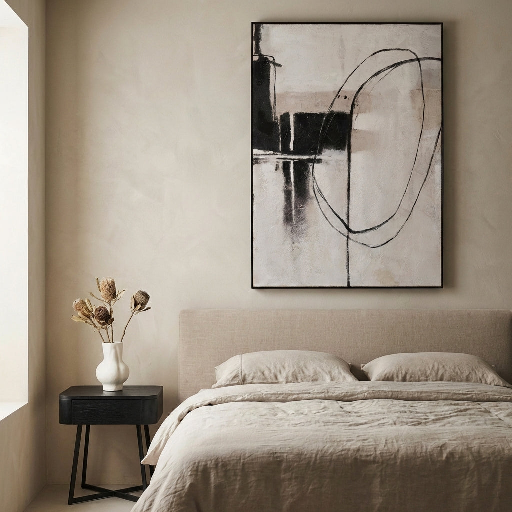 AXIS – Monochrome Abstract Canvas with Black Frame