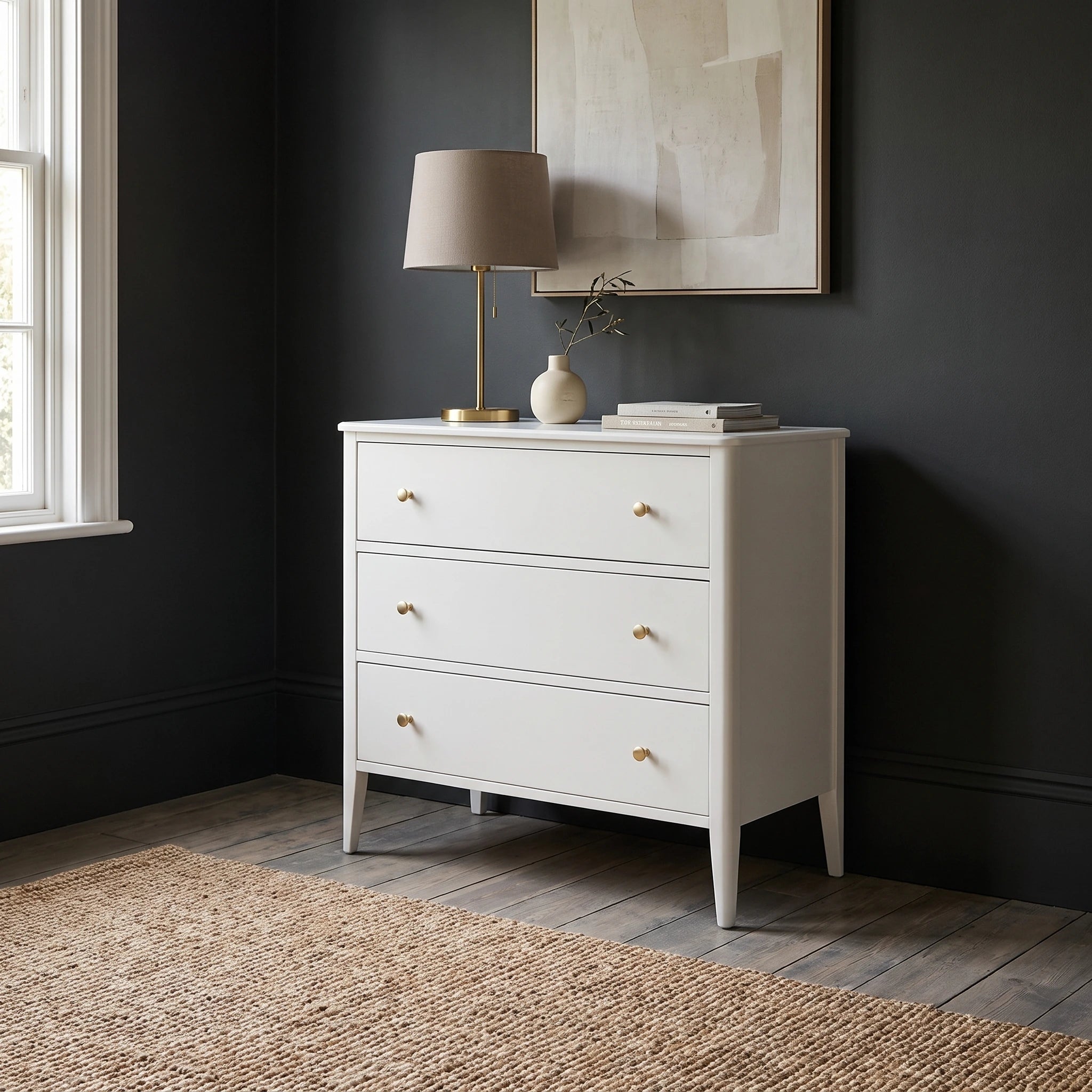 Alvar White Chest of Drawers | Modern 3 Drawer Storage