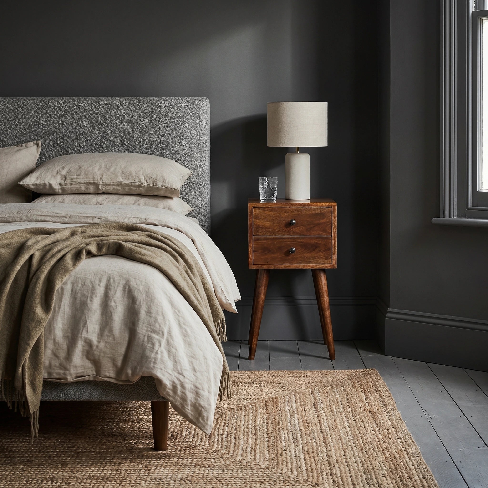 Small 2 Drawer Bedside Table 30cm – Solid Wood – Mini Blake