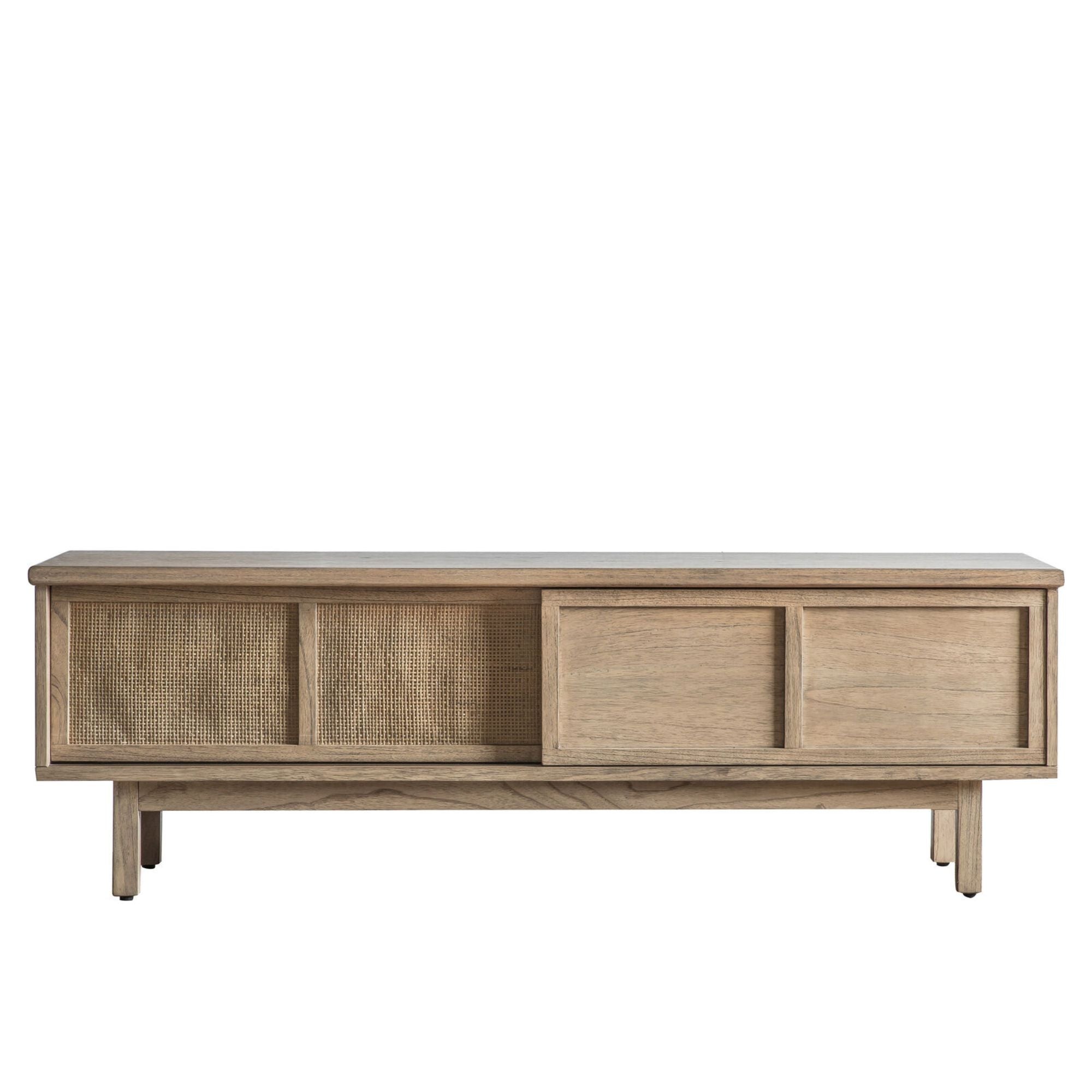 Haiku solid Mindi and Rattan Japandi Style Wood TV Stand | MalletandPlane.com