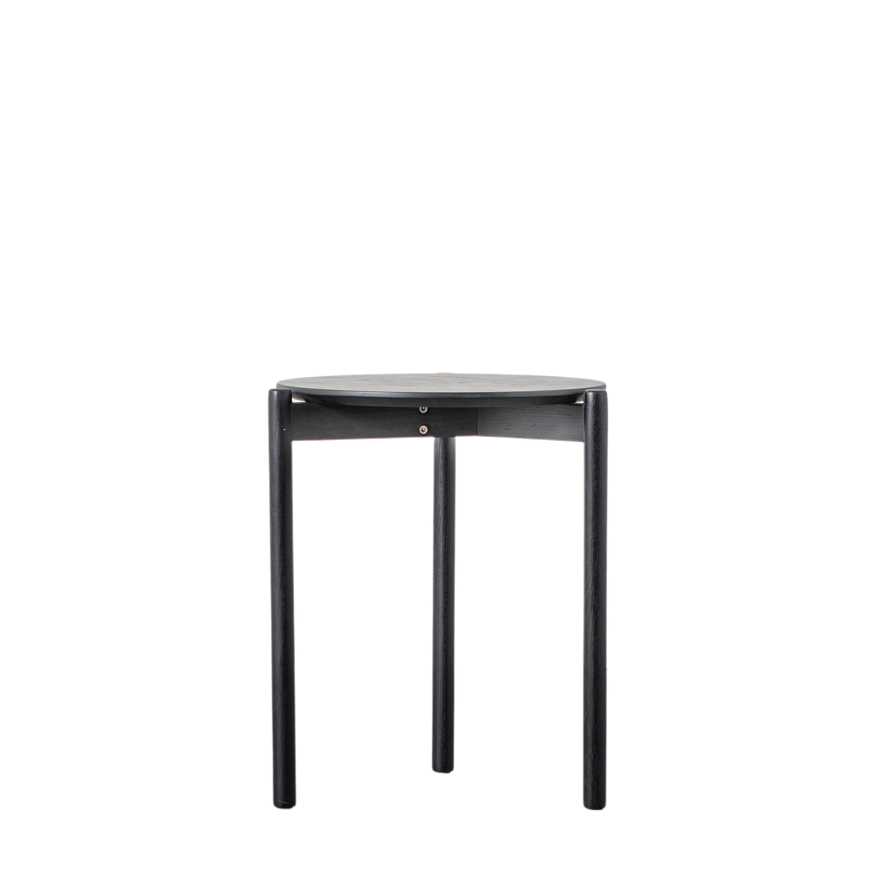 HARROW Black Bedside Table | Round Oak Bedside Table