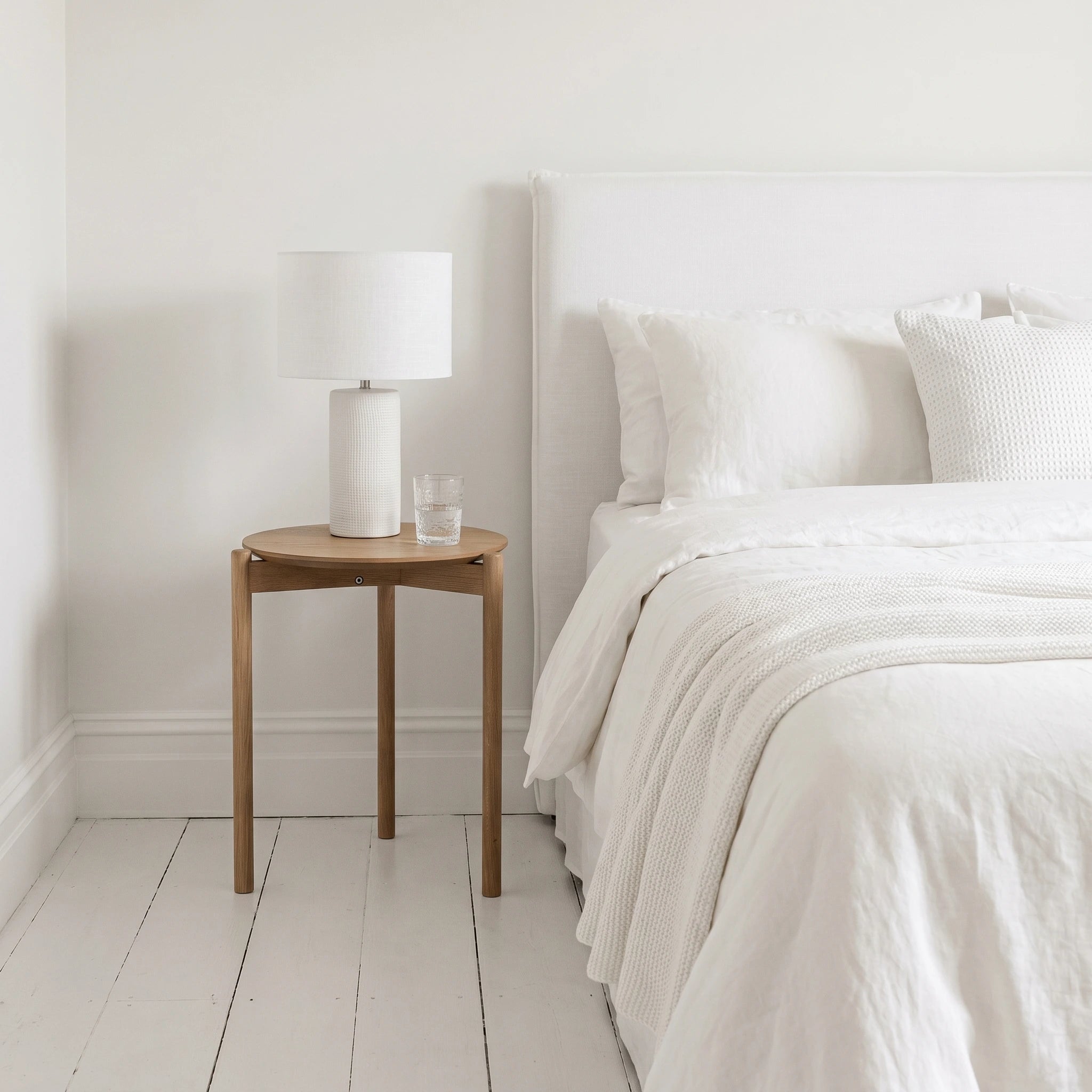 HARROW Oak Bedside Table | Simple Round Oak Design