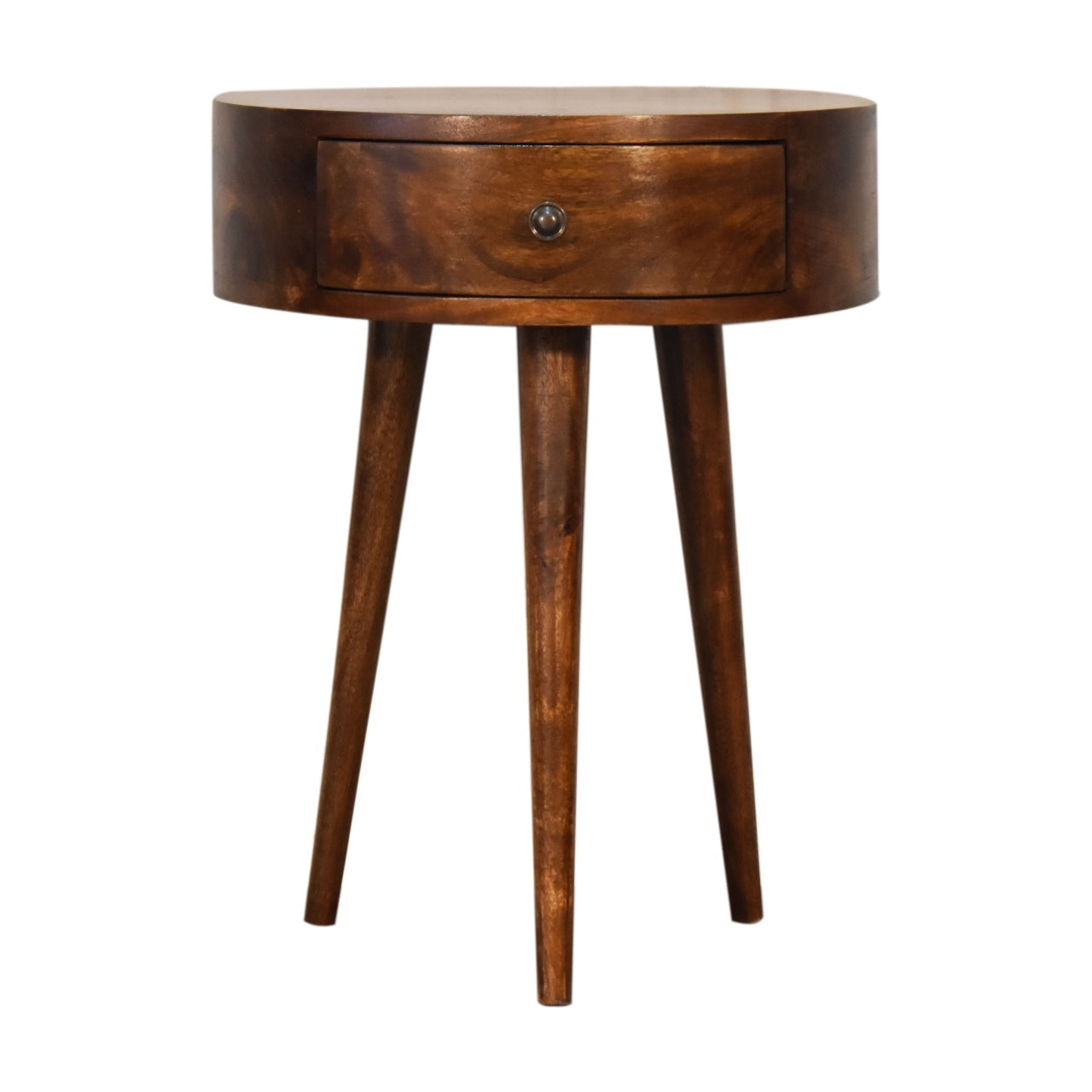 Century Crescent Bedside Table in Deep Chestnut with 1 x Drawer