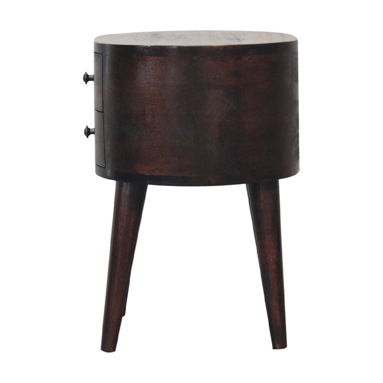 REGENT Walnut Rounded Bedside Table – 2 Drawers