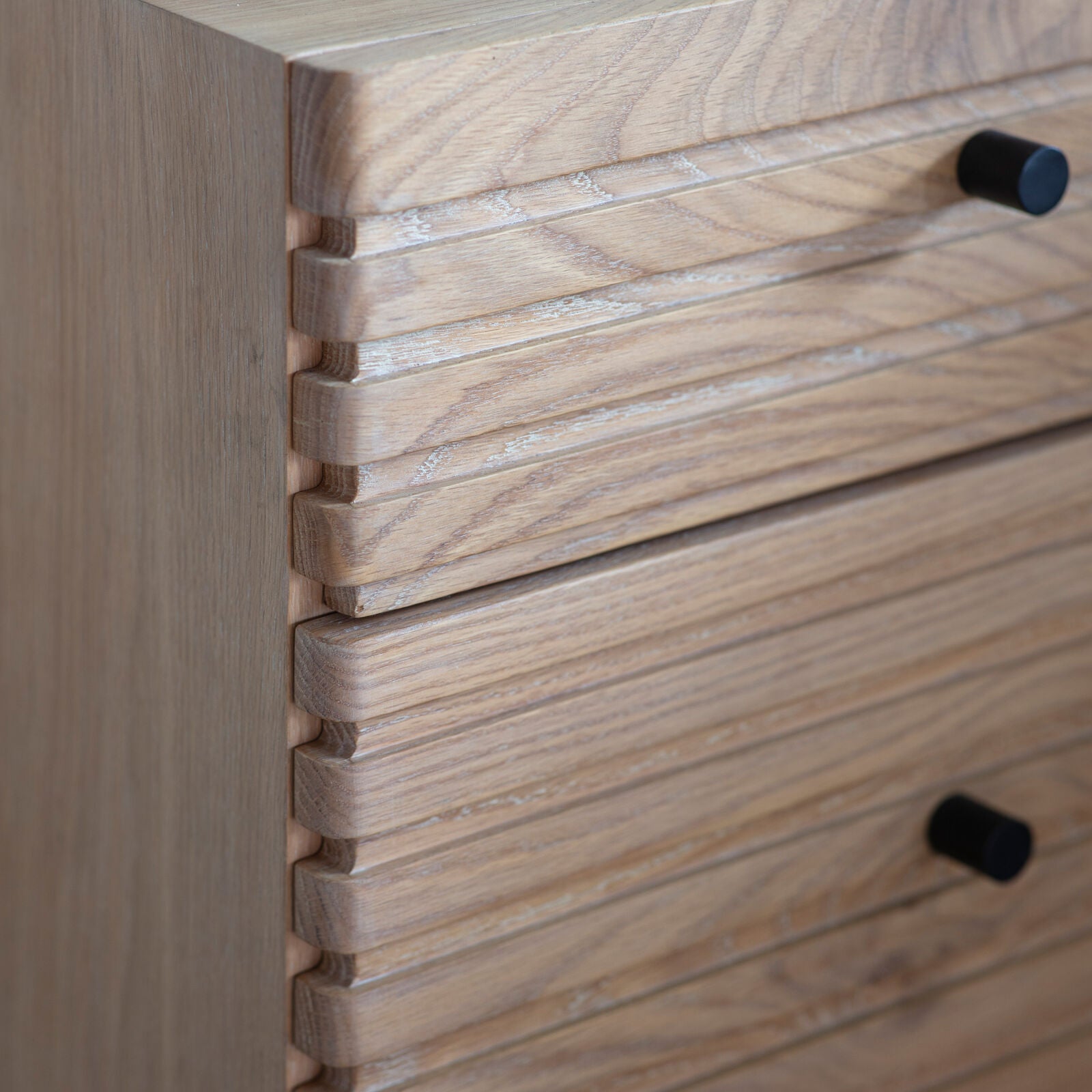 Kori 2 drawer Japandi style bedside table in natural oak finish | malletandplane.com