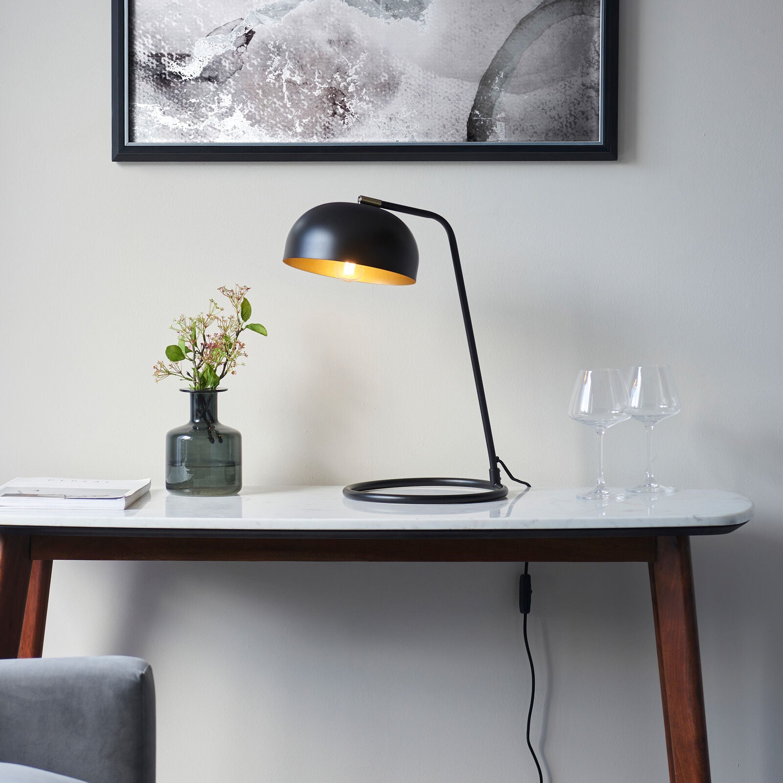 BRIAR Bedside Reading Lamp – Matt Black & Antique Brass