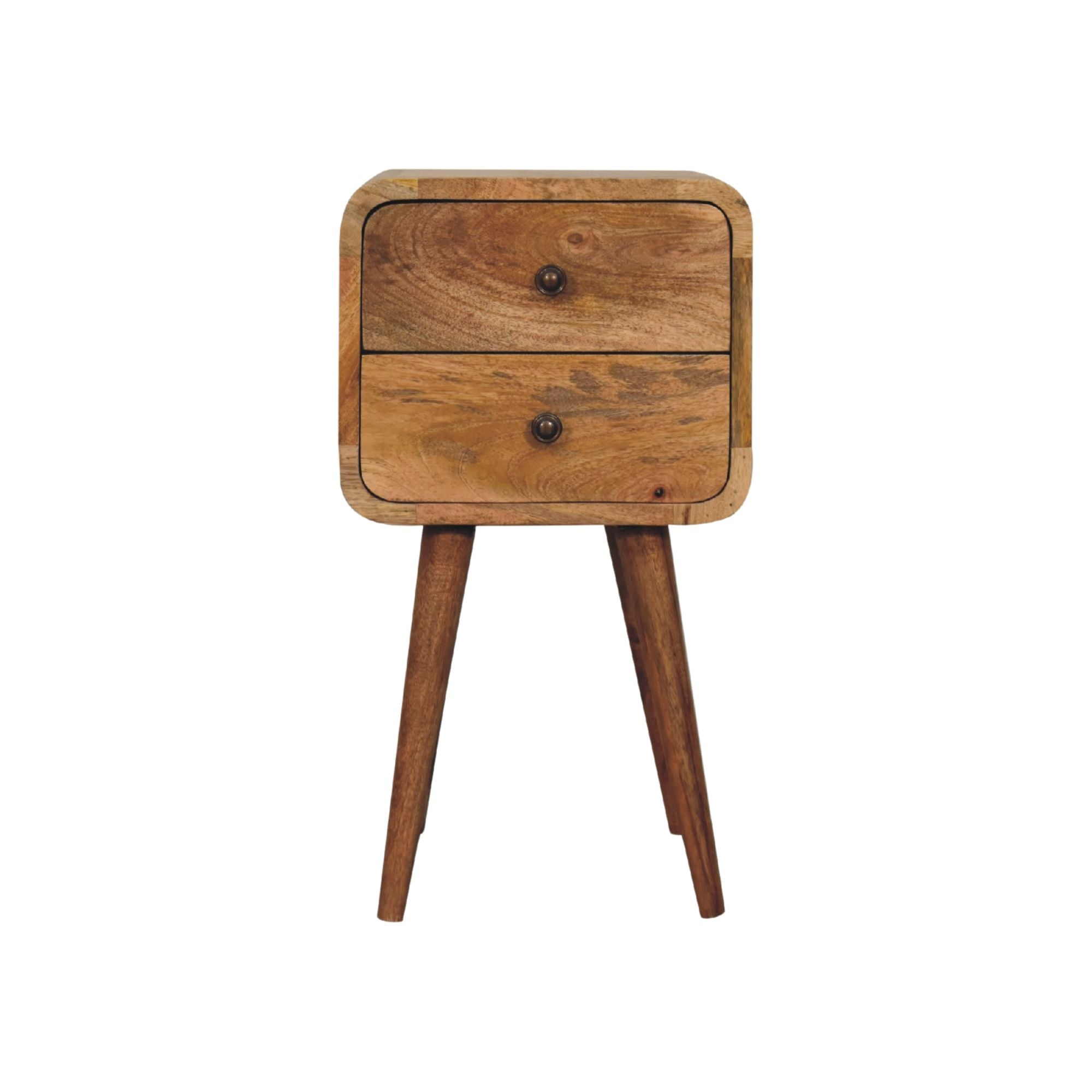 Modal handmade natural mango 2 drawer narrow bedside table