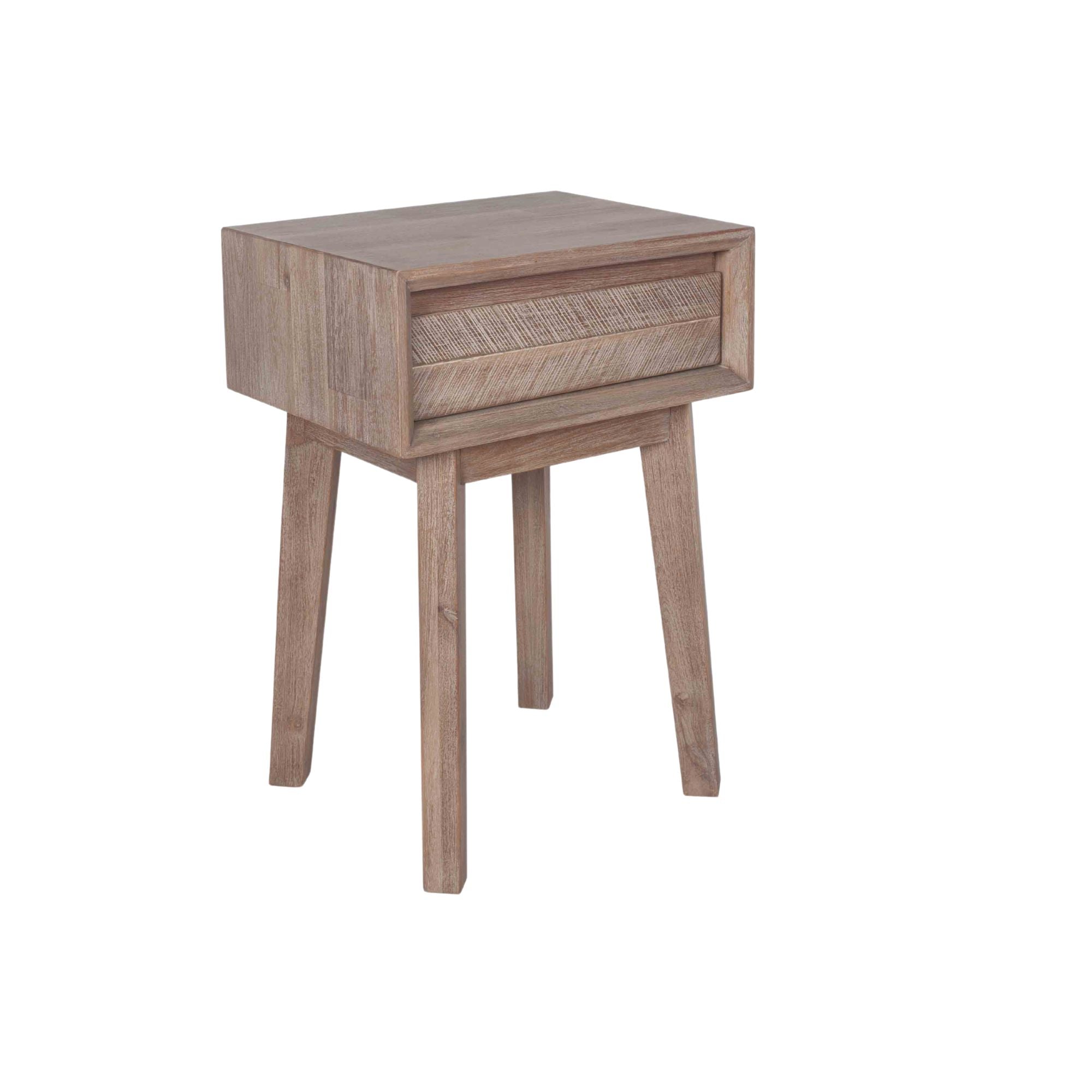 Orsa Acacia Wood 1 Drawer Bedside Table | malletandplane.com
