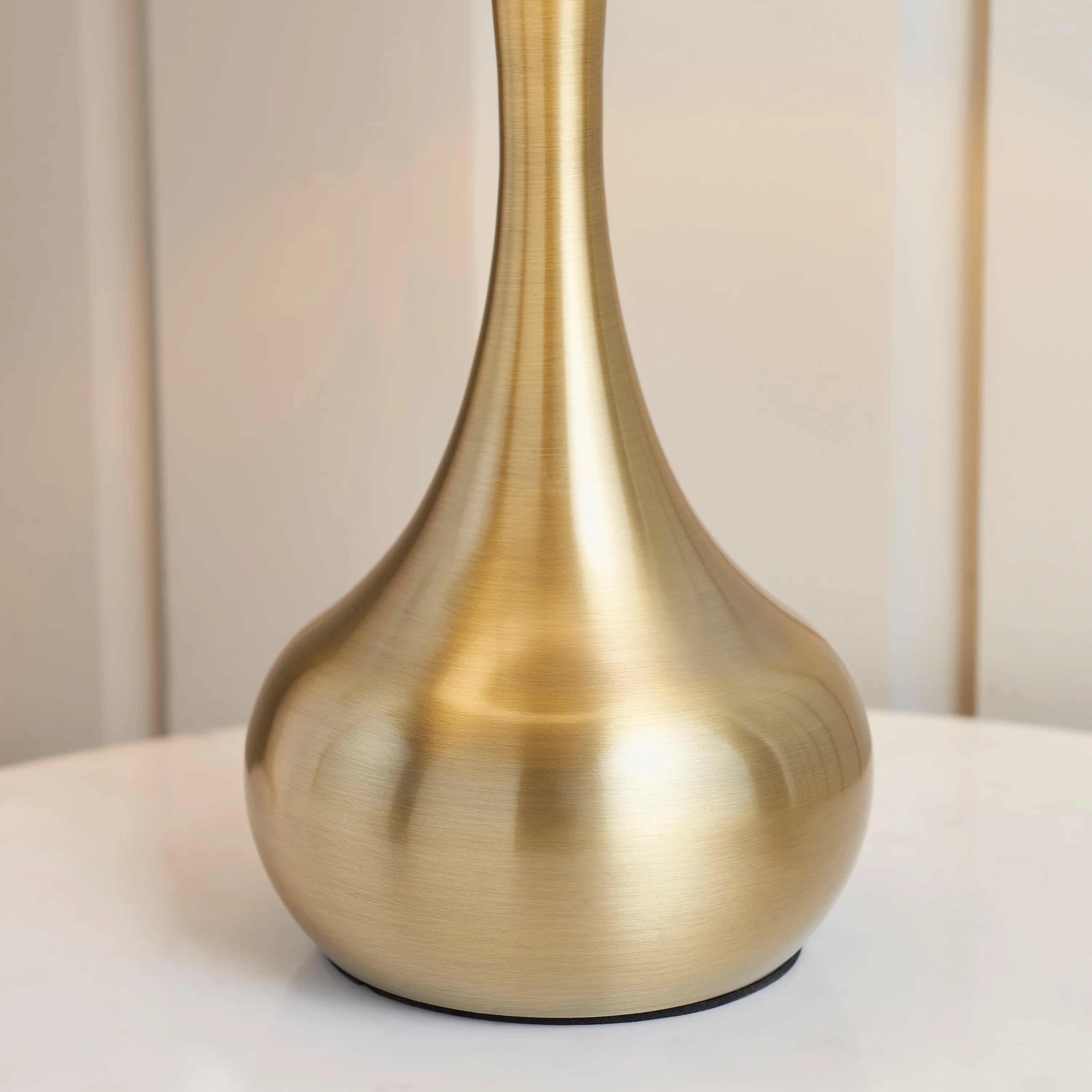 Brass Bedside Table Lamp – Piccadilly – Taupe Shade