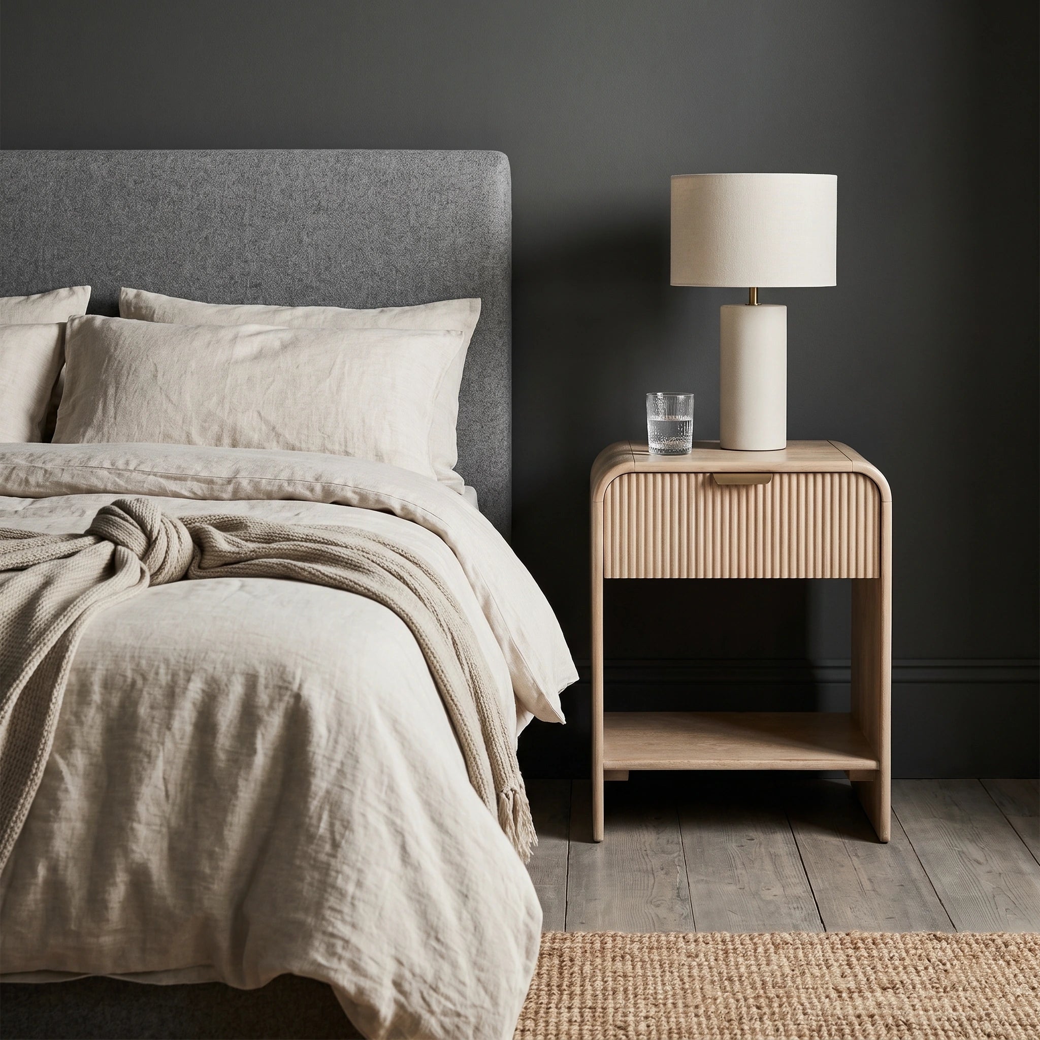 ROCCA Bedside Table | Solid Mango Wood Bedside with Drawer & Shelf