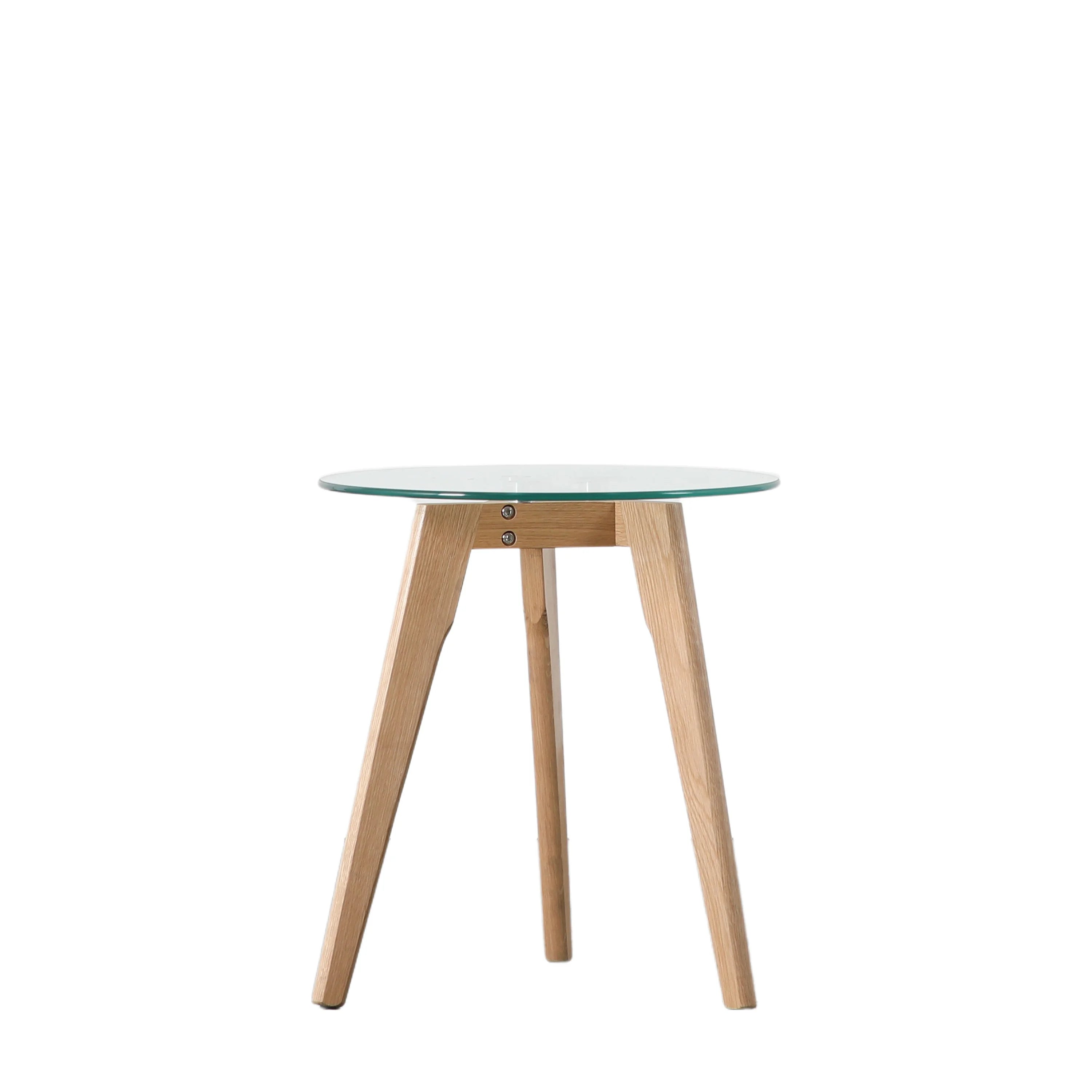 Simple Oak Bedside Table with Glass Top – SHELTON