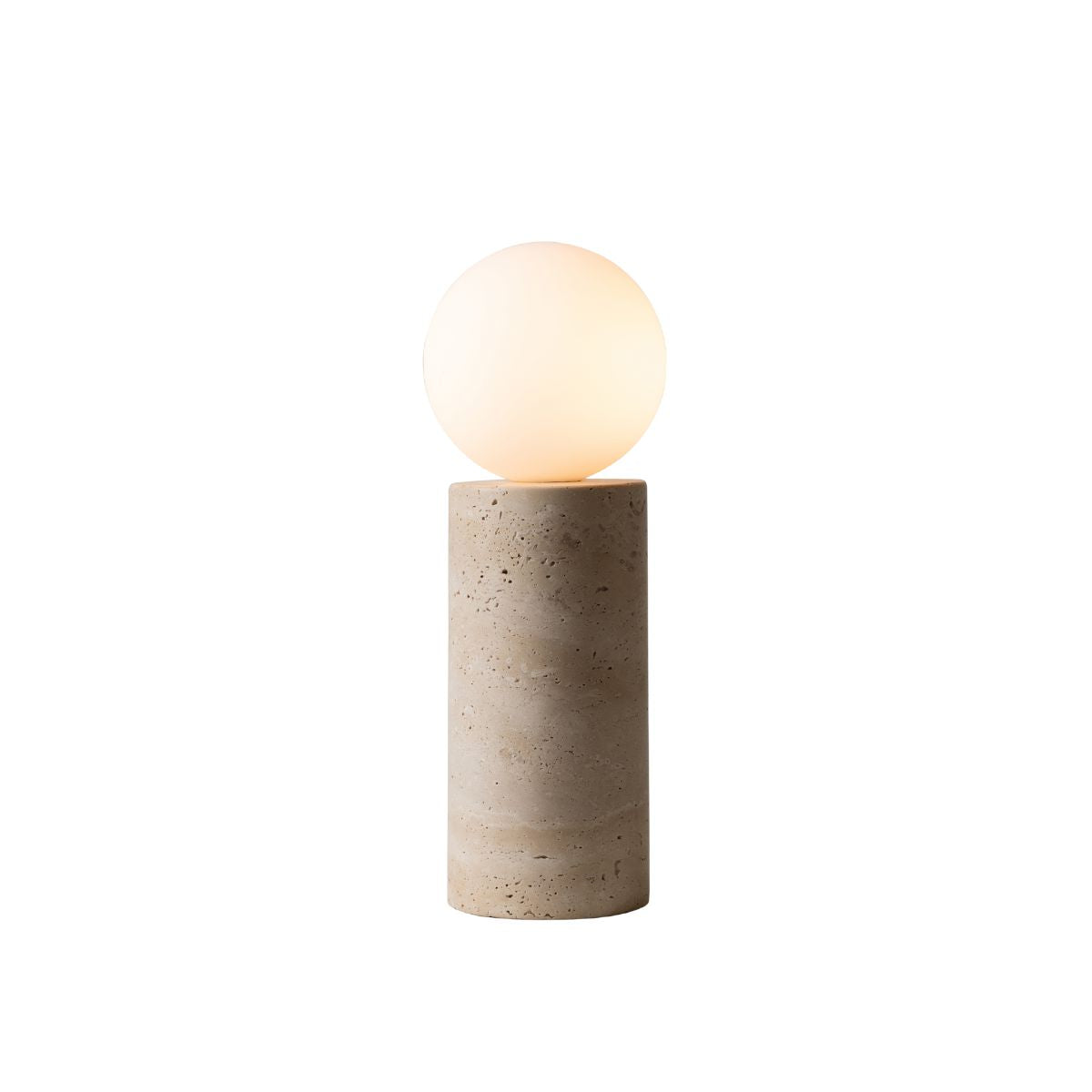 TIVOLI White Travertine Table Lamp with Glass Globe
