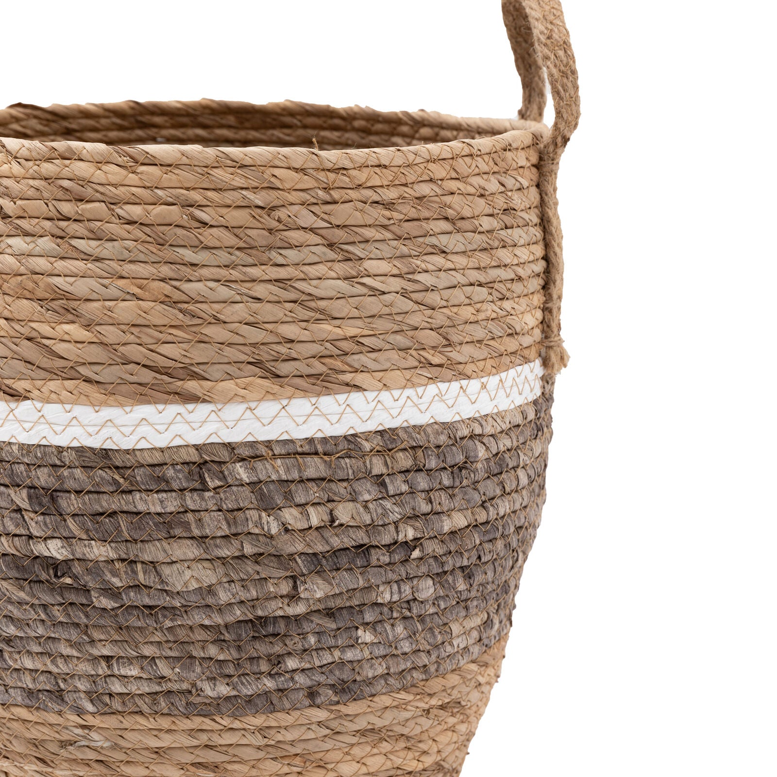 Weave set of handwoven seagrass baskets with stripe and contrast design | malletandplane.com