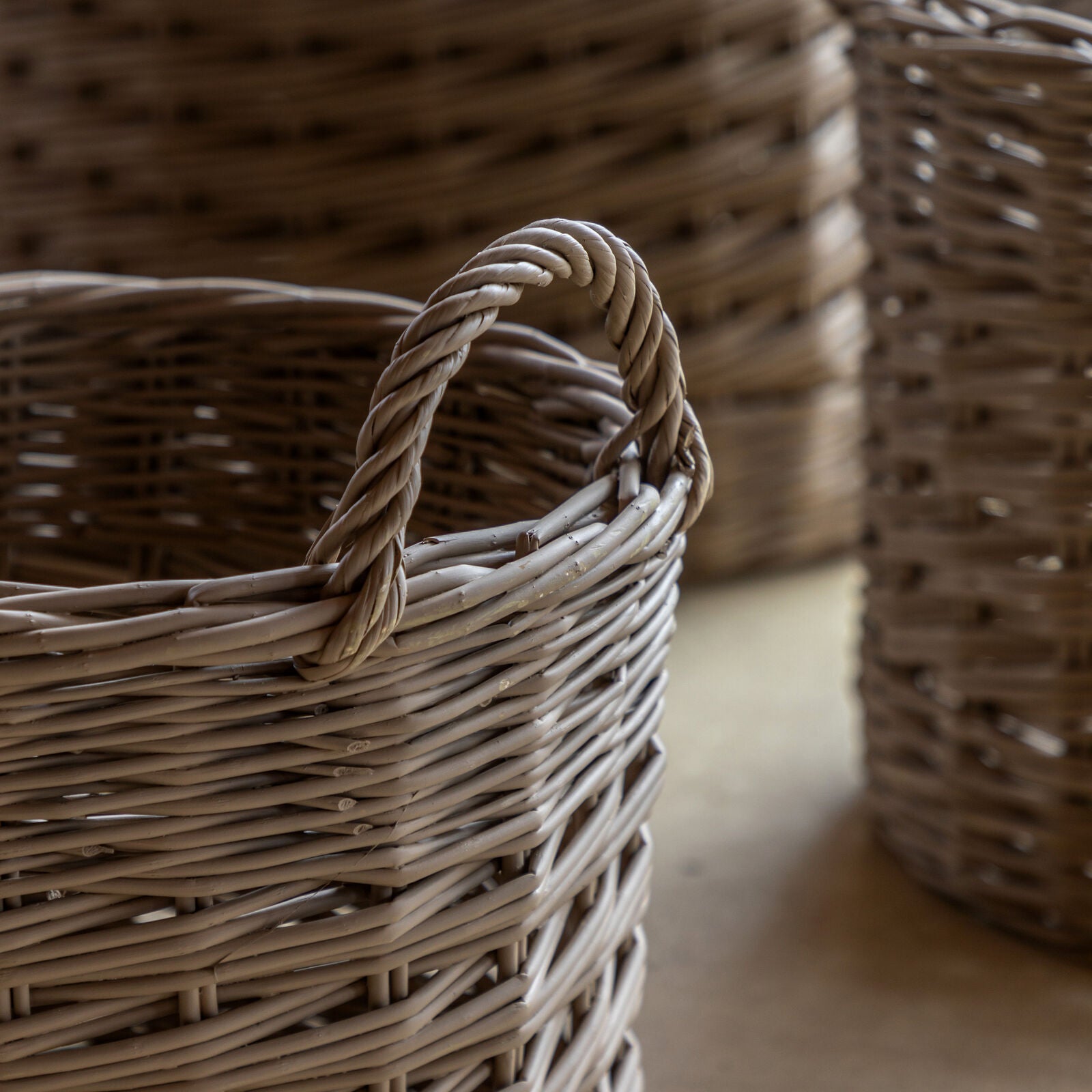 Willow set of 3 handwoven willow baskets with patterned weave | malletandplane.com