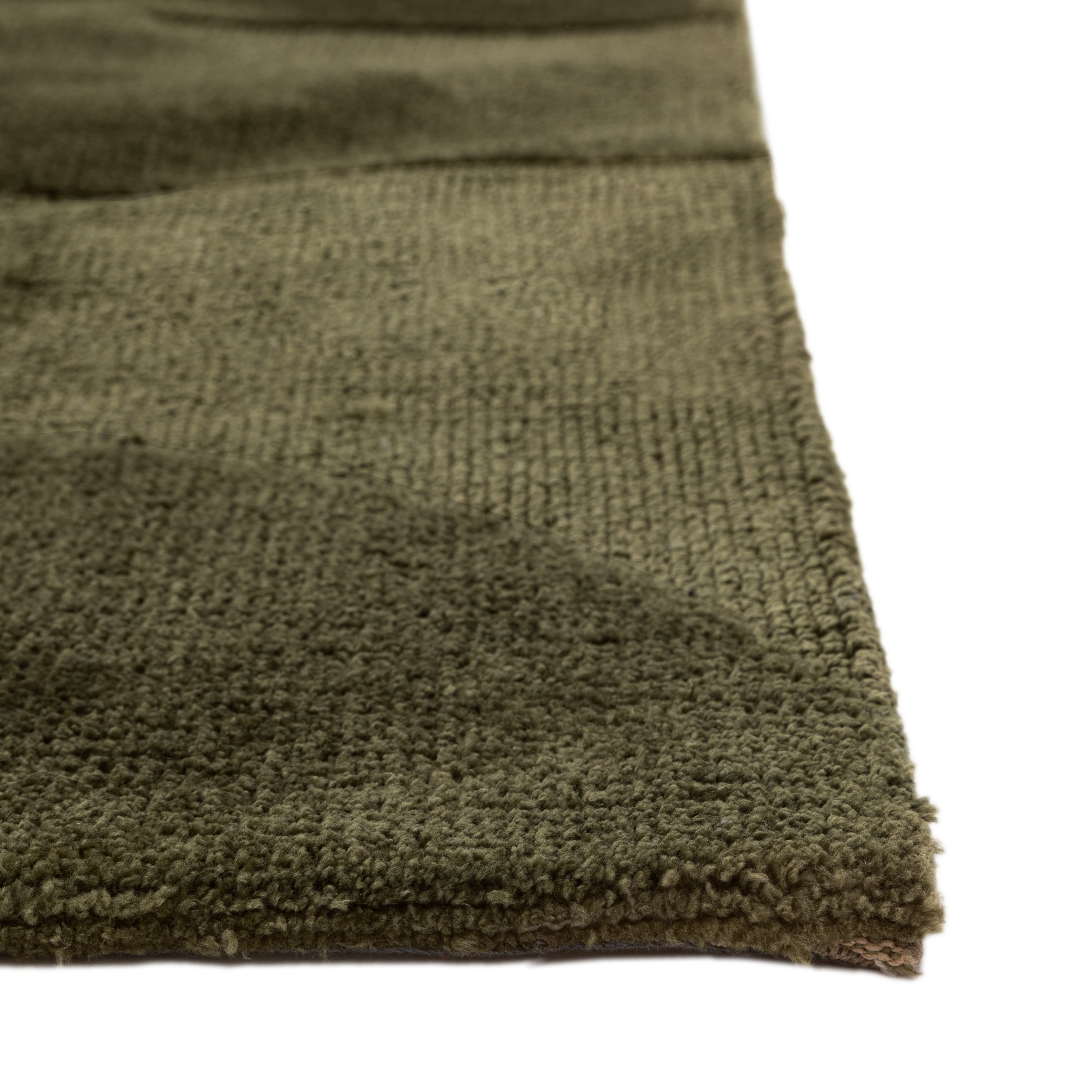 Cortland Olive Block Rug - detail and lifestyle view 4