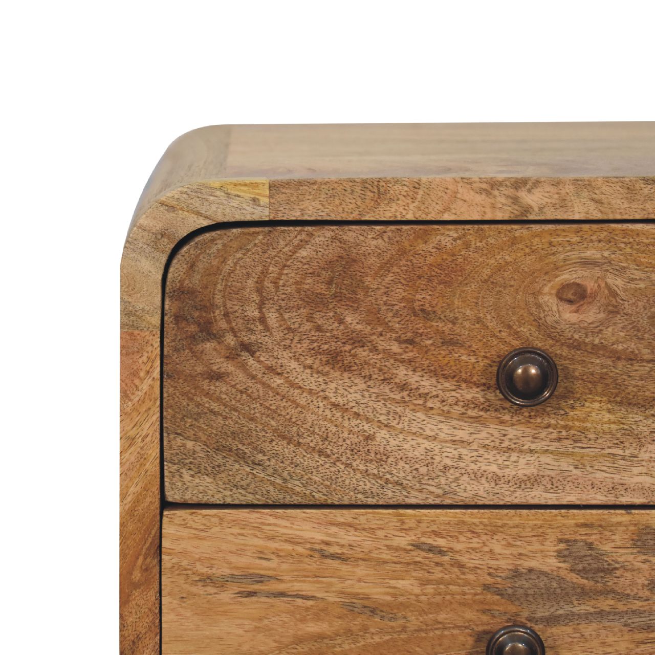 Modal handmade natural mango 2 drawer narrow bedside table