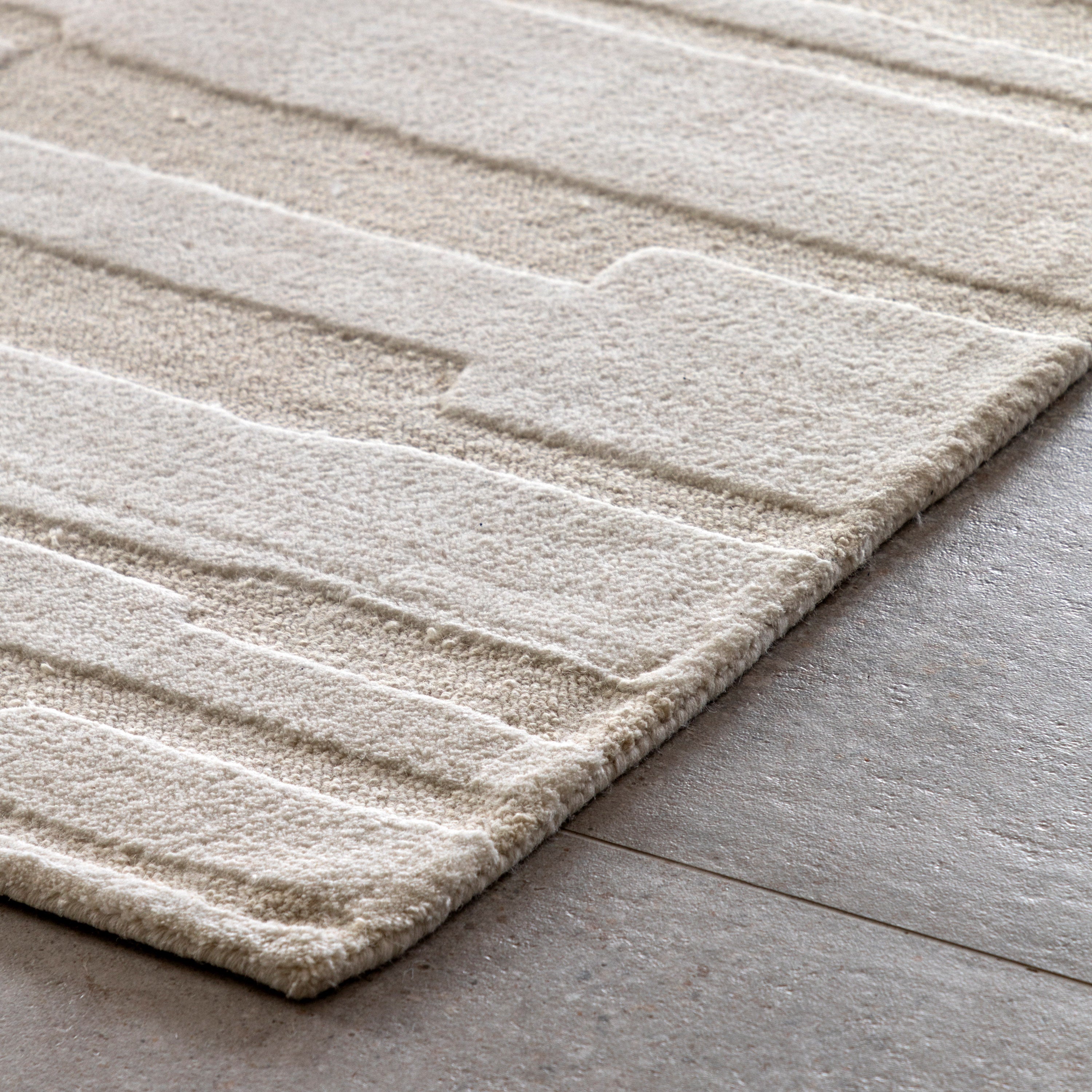 Albany Tufted Tonal Rug Taupe - detail and lifestyle view 3