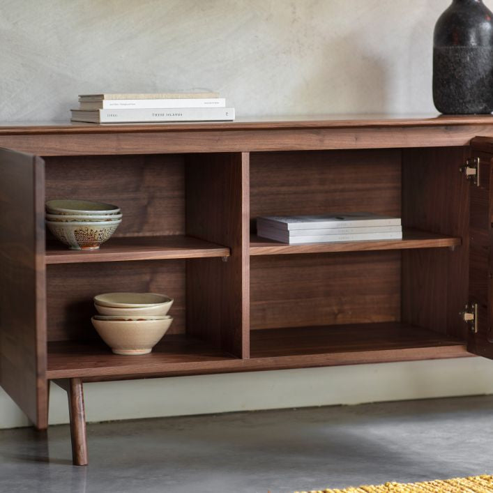 Cadiz sideboard with 2 doors and 3 drawers in solid walnut | malletandplane.com