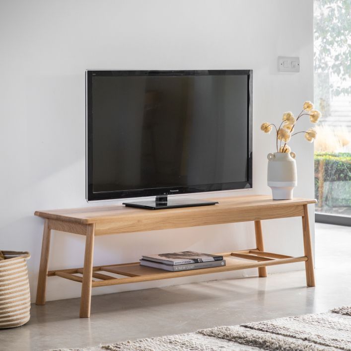 Axel Nordic TV Stand in Black or Natural Oak Finish | MalletandPlane.com