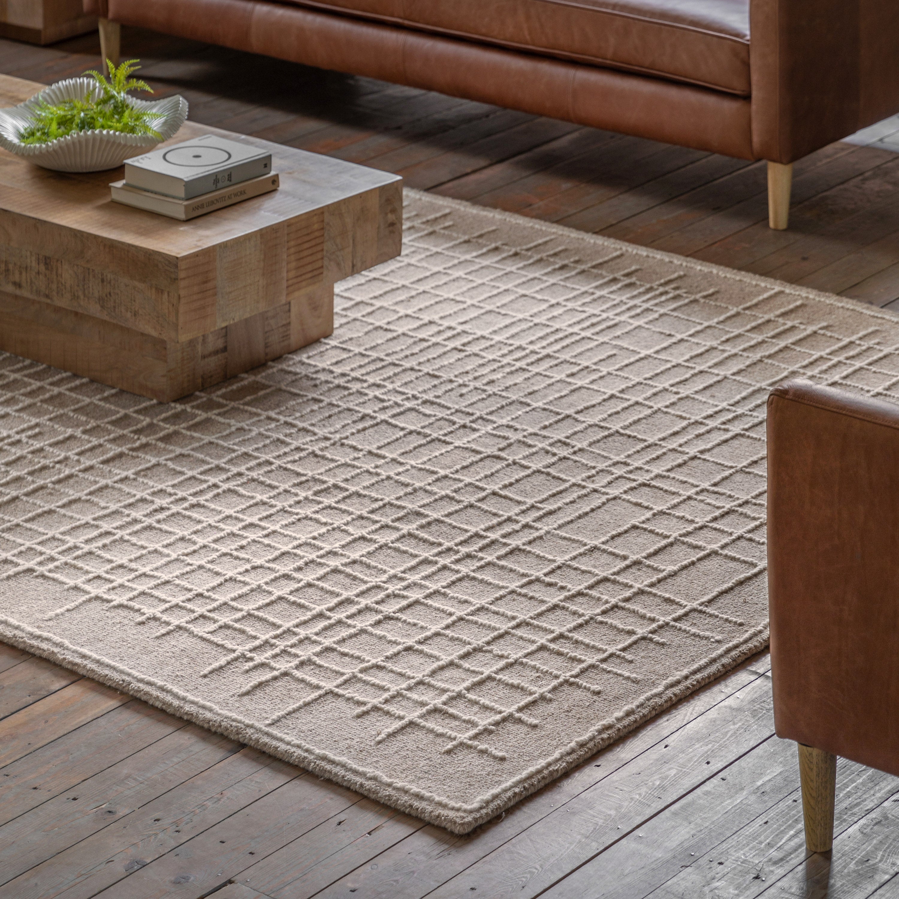 Elmira Tufted Linear Rug - detail and lifestyle view 2