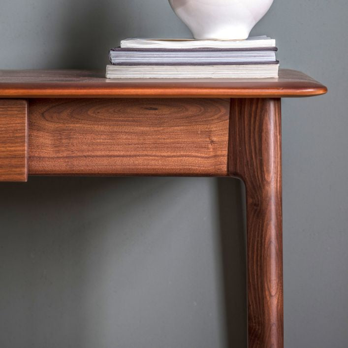 Cadiz home office desk in solid walnut with 1 drawer | malletandplane.com