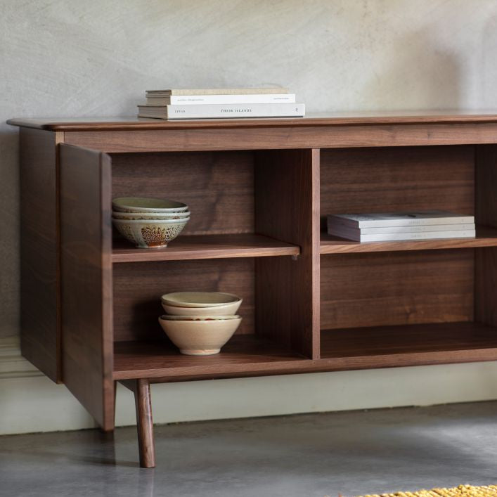 Cadiz sideboard with 2 doors and 3 drawers in solid walnut | malletandplane.com