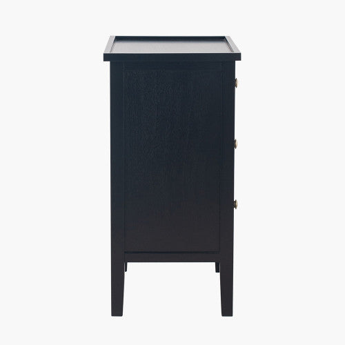Hoxton Tall Black 3 Drawer Bedside Table – 66cm