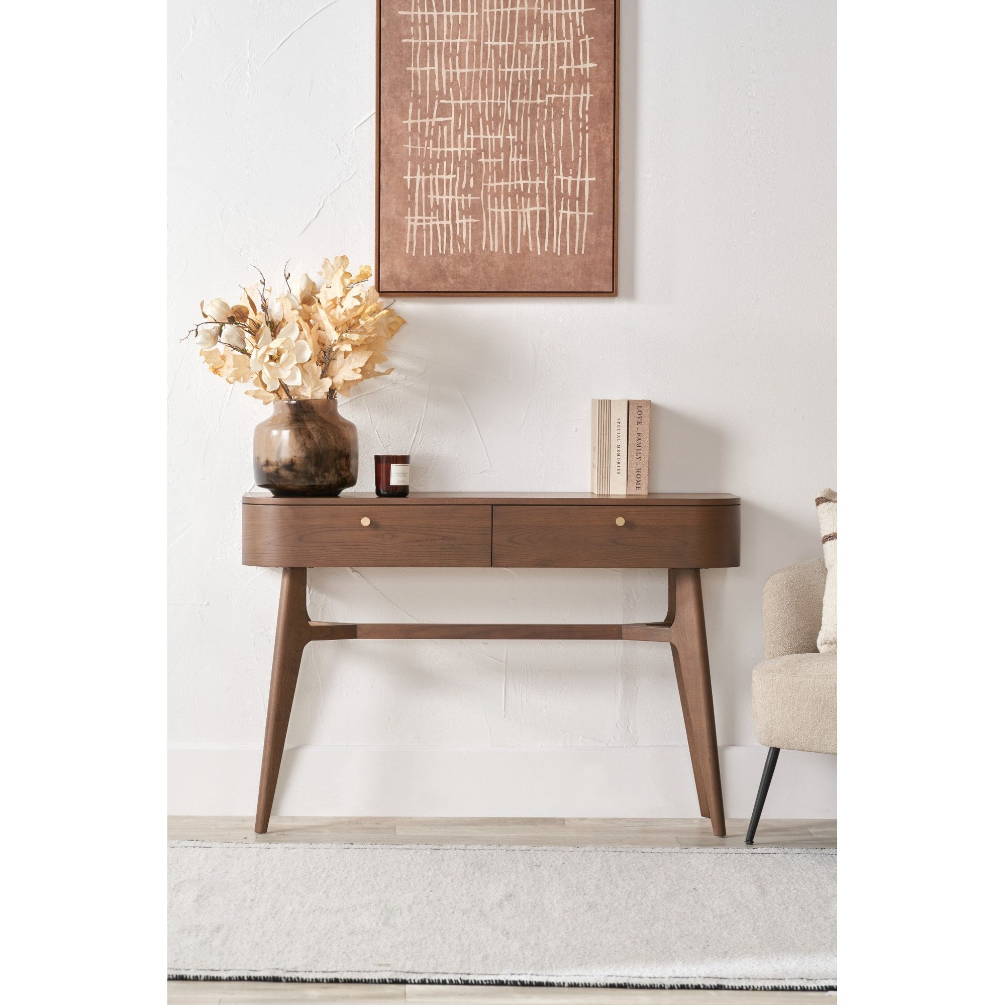 Elias Dark Ash 2 Drawer Console Table