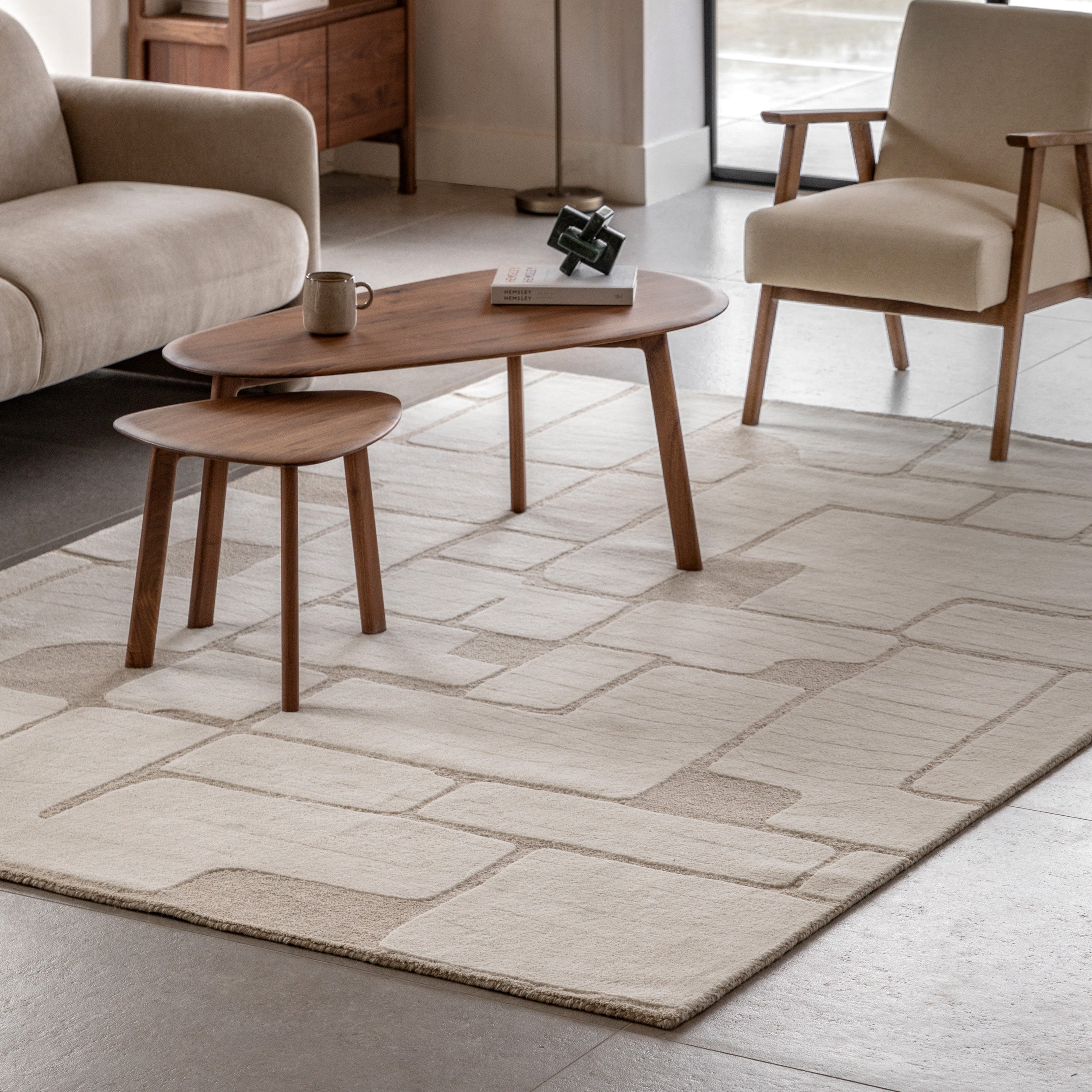 Montauk Tufted Graphic Rug - detail and lifestyle view 2