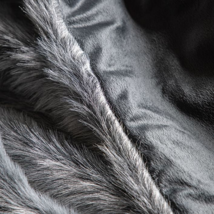 Alaska deep super soft grey faux fur throw | malletandplane.com