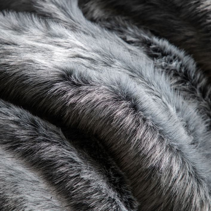 Alaska deep super soft grey faux fur throw | malletandplane.com