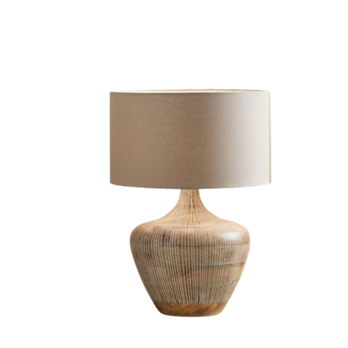 ALVA White Wash Mango Wood Table Lamp – 35cm Taupe Shade