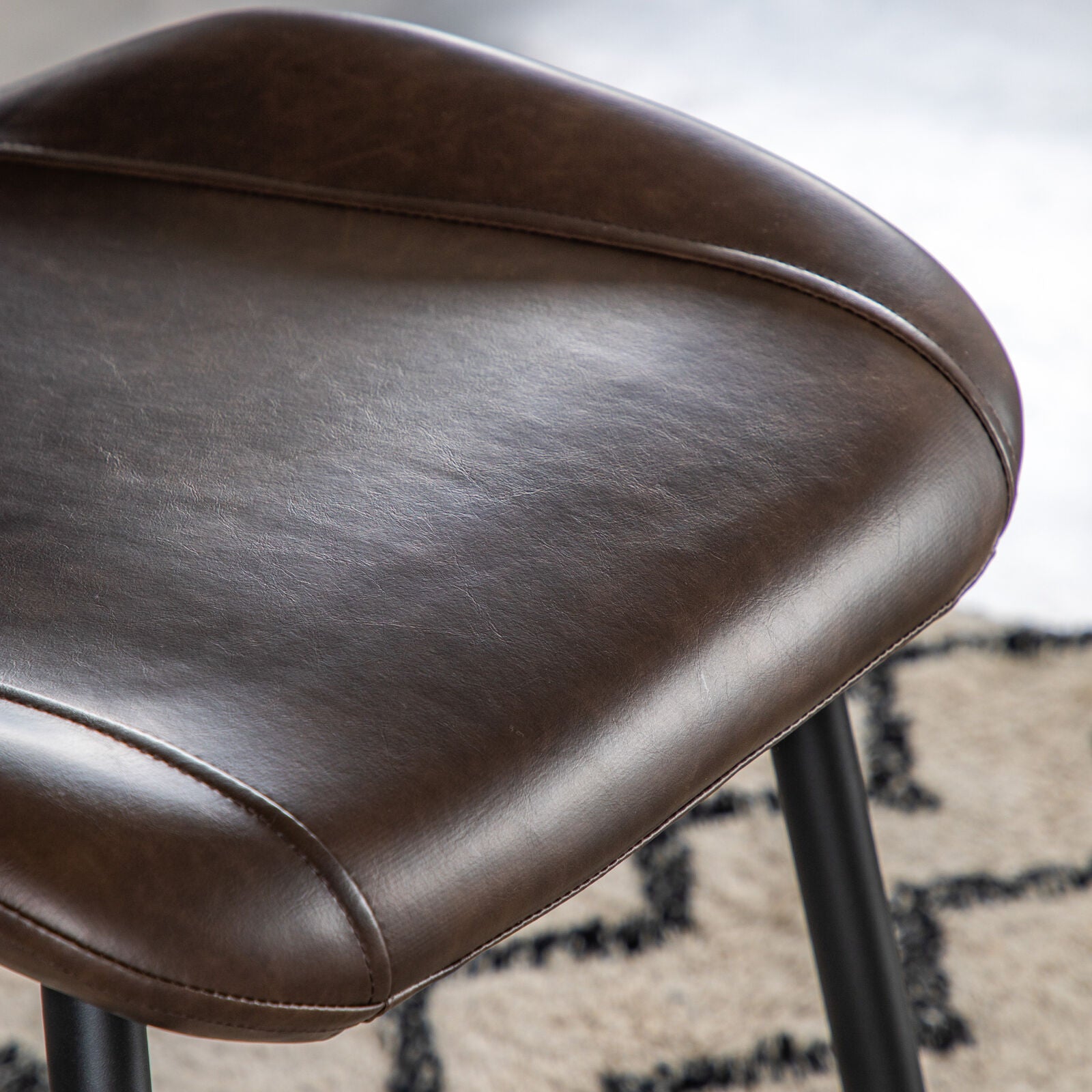 Balham set of 2 padded dining chairs in brown pu-leather upholstery | malletandplane.com