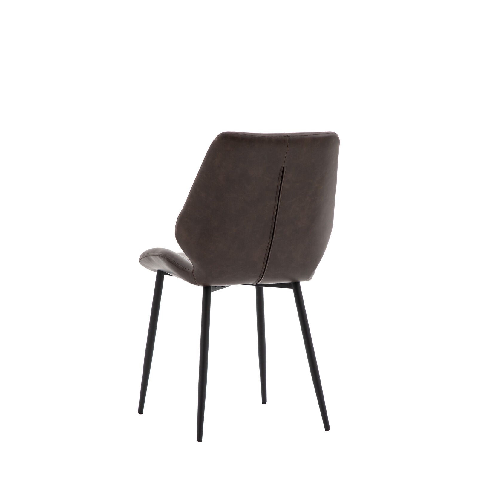 Balham set of 2 padded dining chairs in brown pu-leather upholstery | malletandplane.com