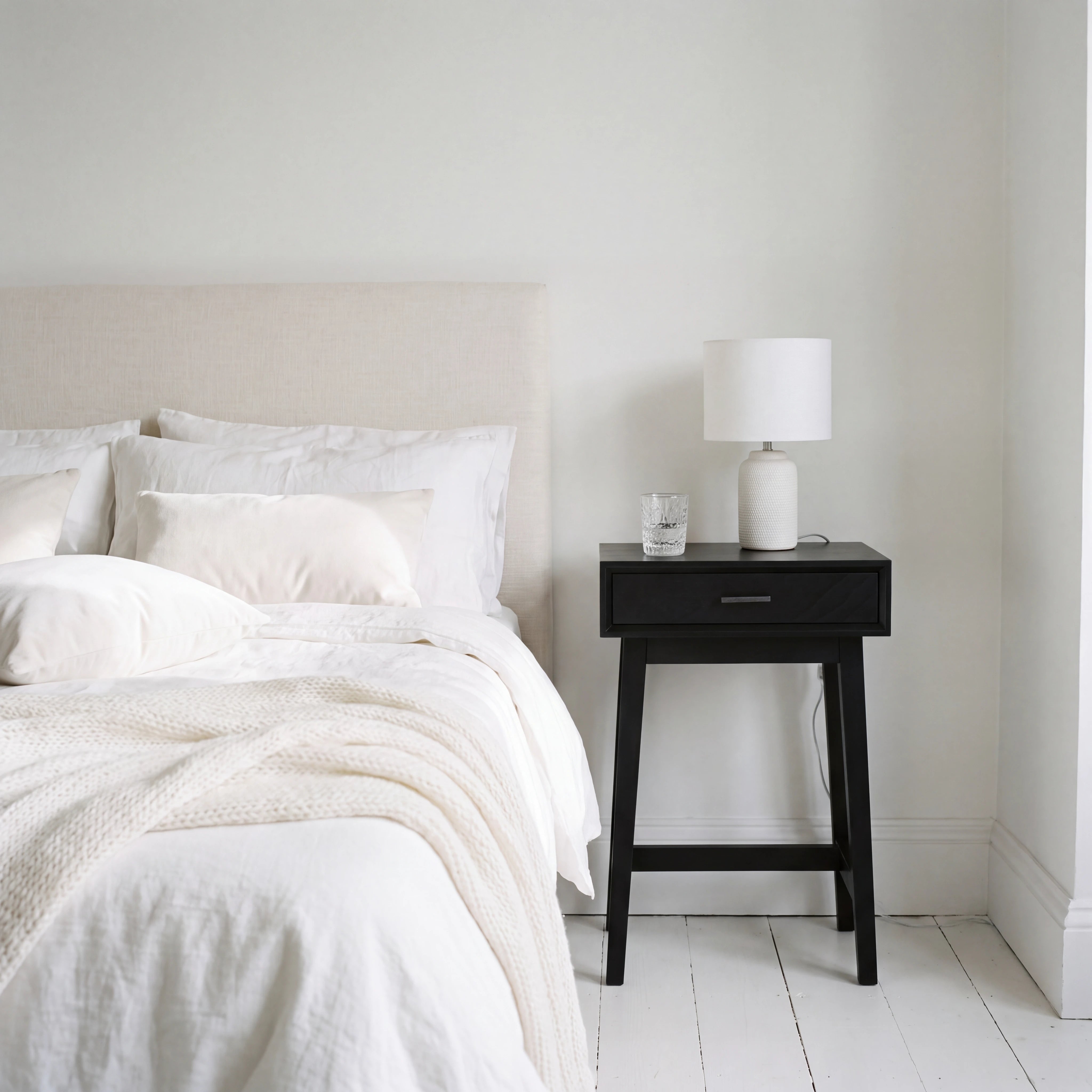 Blake Black Bedside Table 66cm
