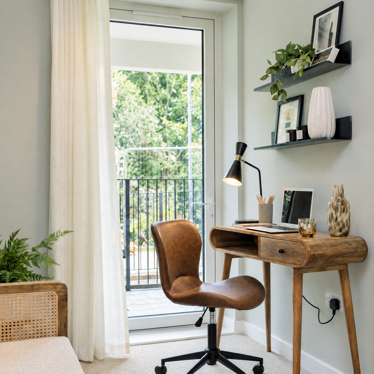 Compact Solid Wood Writing Desk with Storage | Bromley