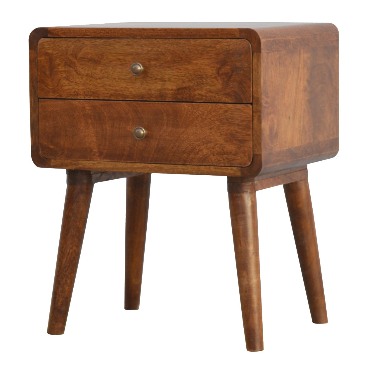 Century 2 Drawer Solid Wood Standard Bedside Table in Deep Chestnut Finish