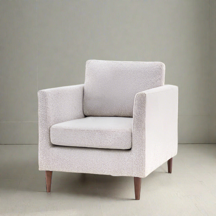 Chester Contemporary Style Armchair in Charcoal, Soft Grey or Vibrant Rust fabric |malletandplane.com