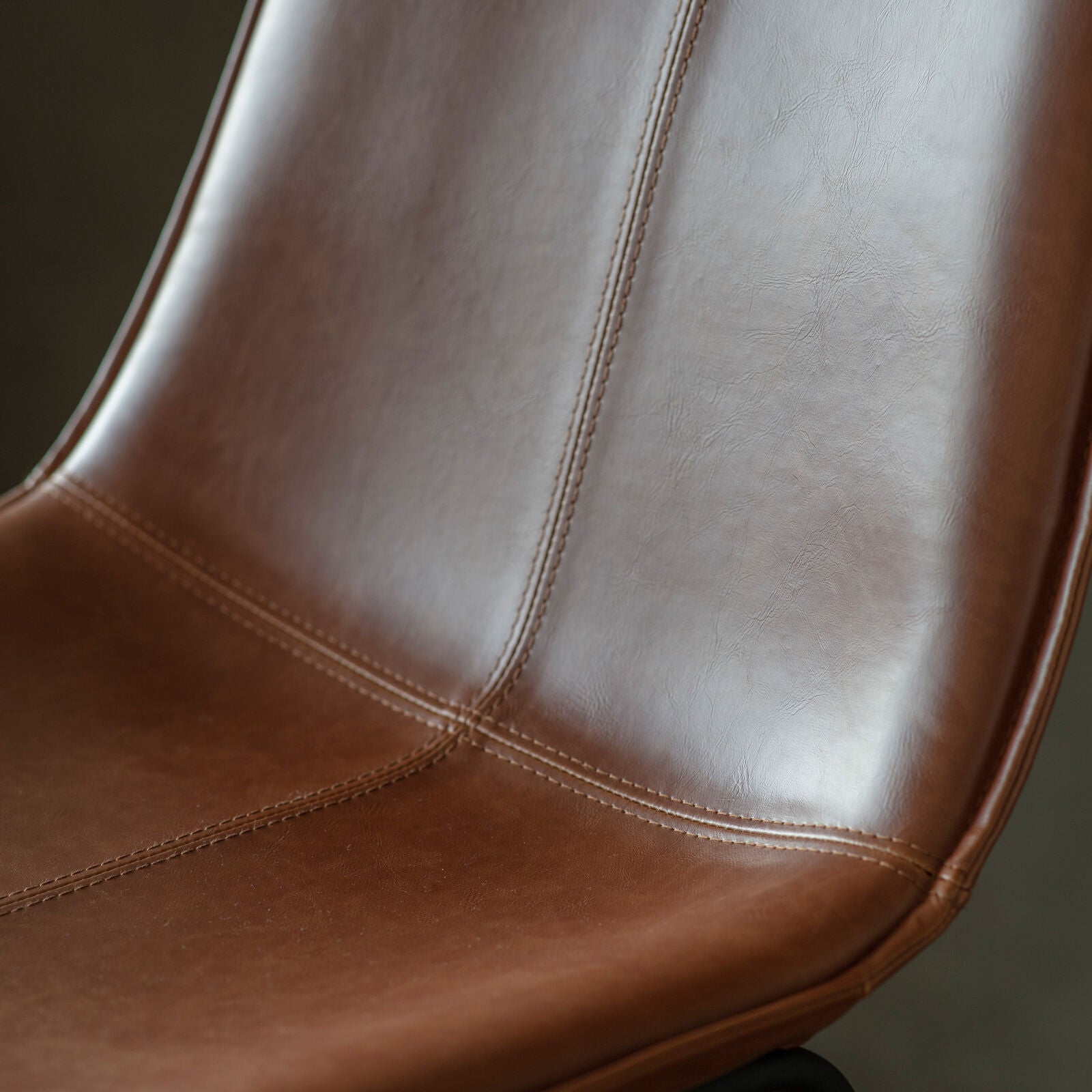Ealing pack of 2 dining chairs in brown PU leather upholstery with metal base | malletandplane.com