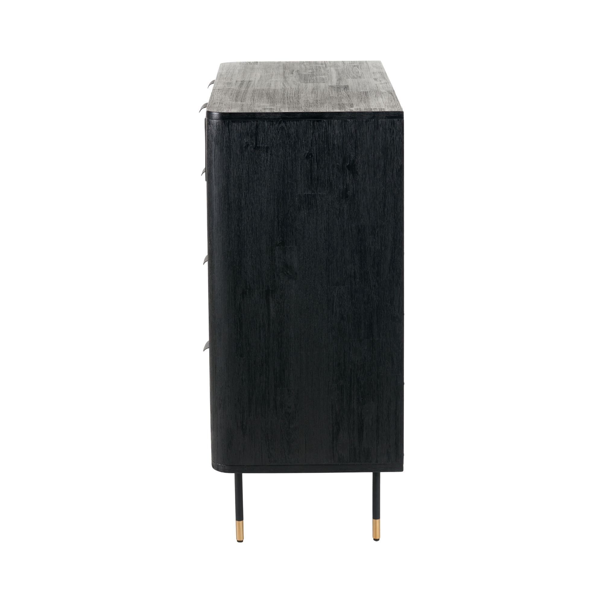 Ersta black acacia and natural woven rattan chest of drawers | malletandplane.com