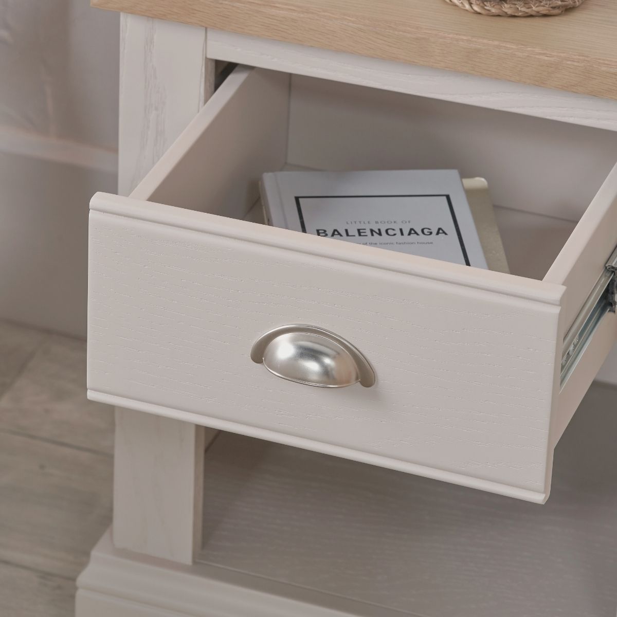 FAIRFORD Parchment & Oak Bedside Table | malletandplane.com
