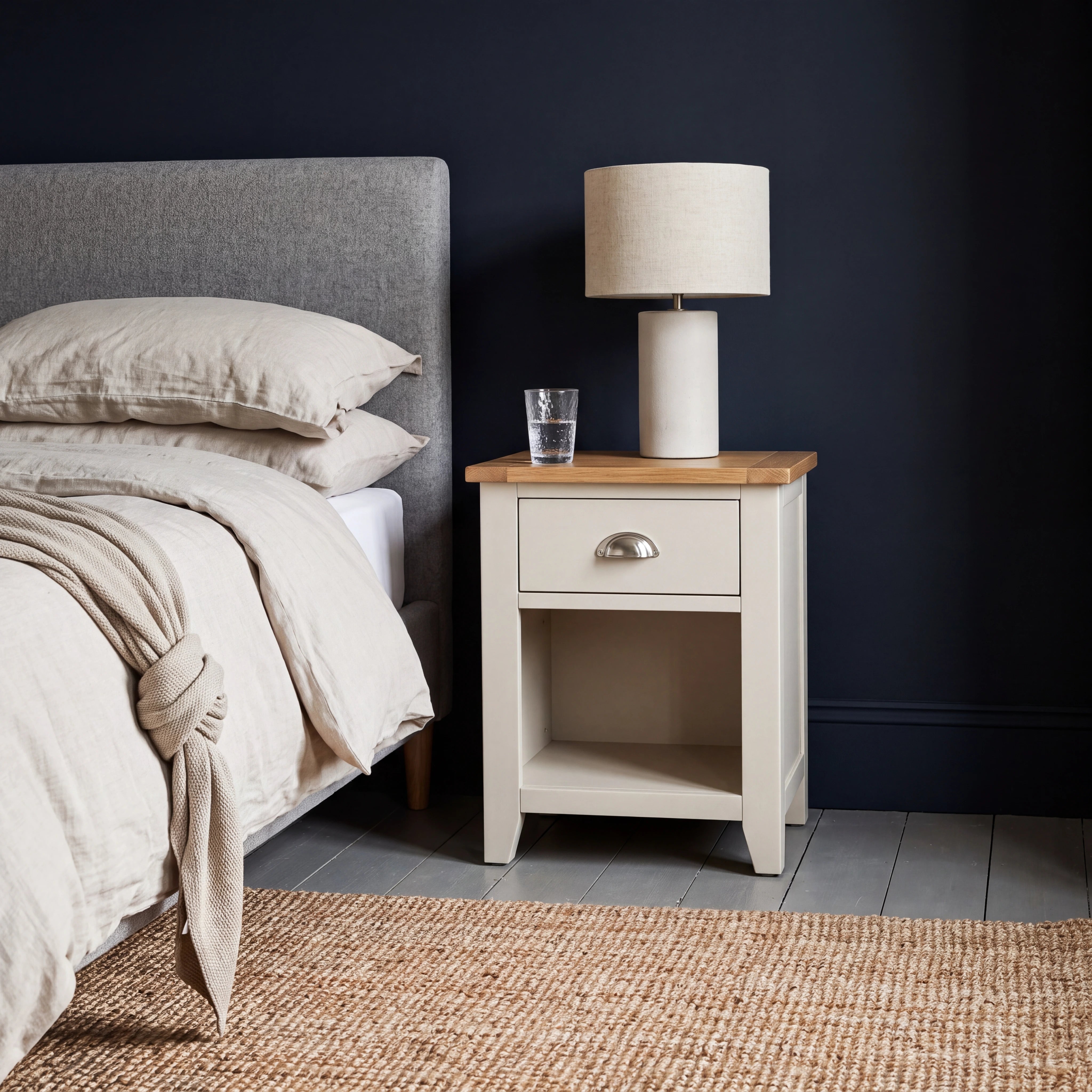 FAIRFORD Parchment & Oak Bedside Table