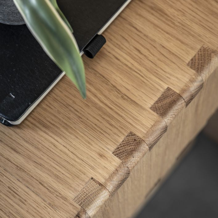 Artisan oak bedside table with single drawer and traditional construction | malletandplane.com