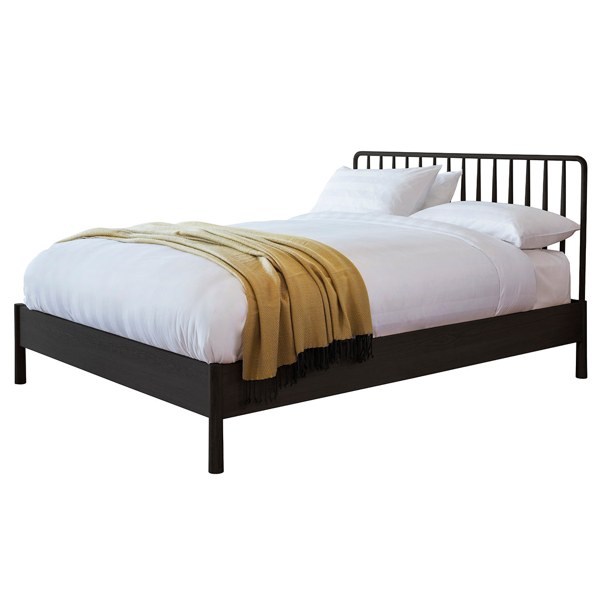 Axel black oak king sized bed | malletandplane.com