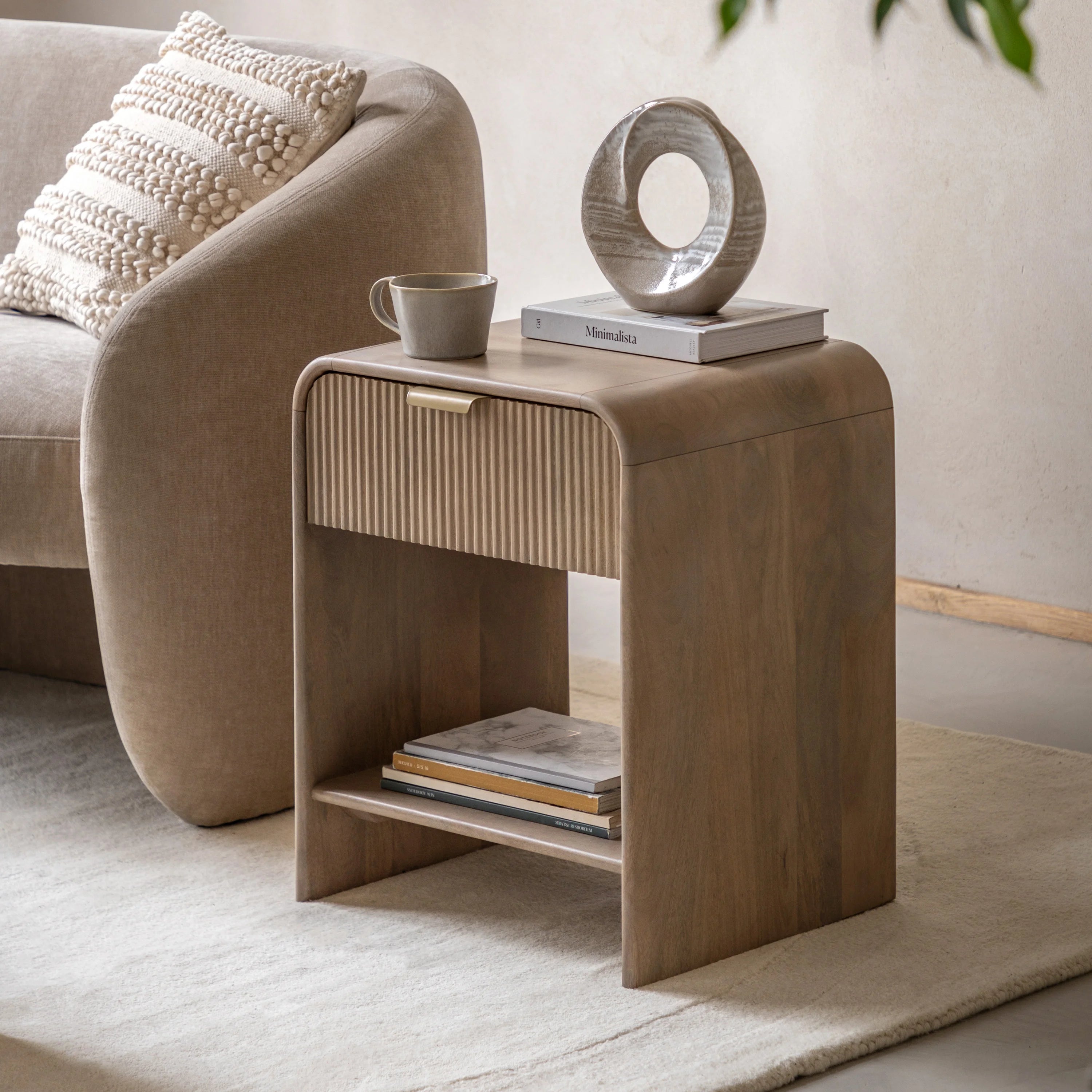 ROCCA Bedside Table | Solid Mango Wood Bedside with Drawer & Shelf